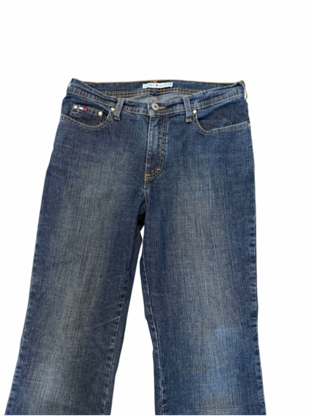 Tommy Hilfiger Flare Jeans Size 8 Dark Wash Bootcut Y2K Denim Jeans - Picture 3 of 10